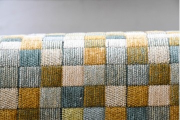 新古　展示品　超美品　特注品　チェック柄ファブリック座面のカウンターチェア　制作費約8万円　(R-088326)