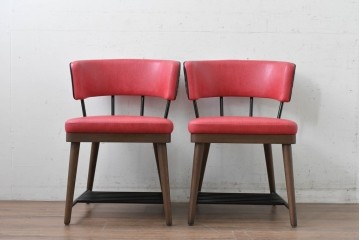 新古　展示品　超美品　特注品　棚付きダイニングチェア2脚セット　制作費2脚で約14万円　(R-088327)