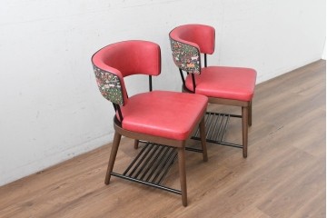 新古　展示品　超美品　特注品　棚付きダイニングチェア2脚セット　制作費2脚で約14万円　(R-088327)