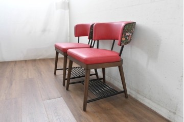 新古　展示品　超美品　特注品　棚付きダイニングチェア2脚セット　制作費2脚で約14万円　(R-088327)
