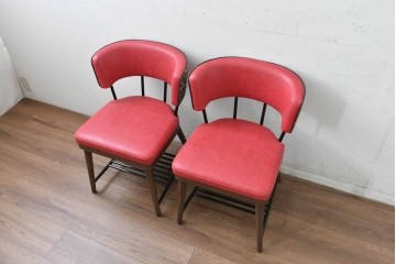 新古　展示品　超美品　特注品　棚付きダイニングチェア2脚セット　制作費2脚で約14万円　(R-088327)
