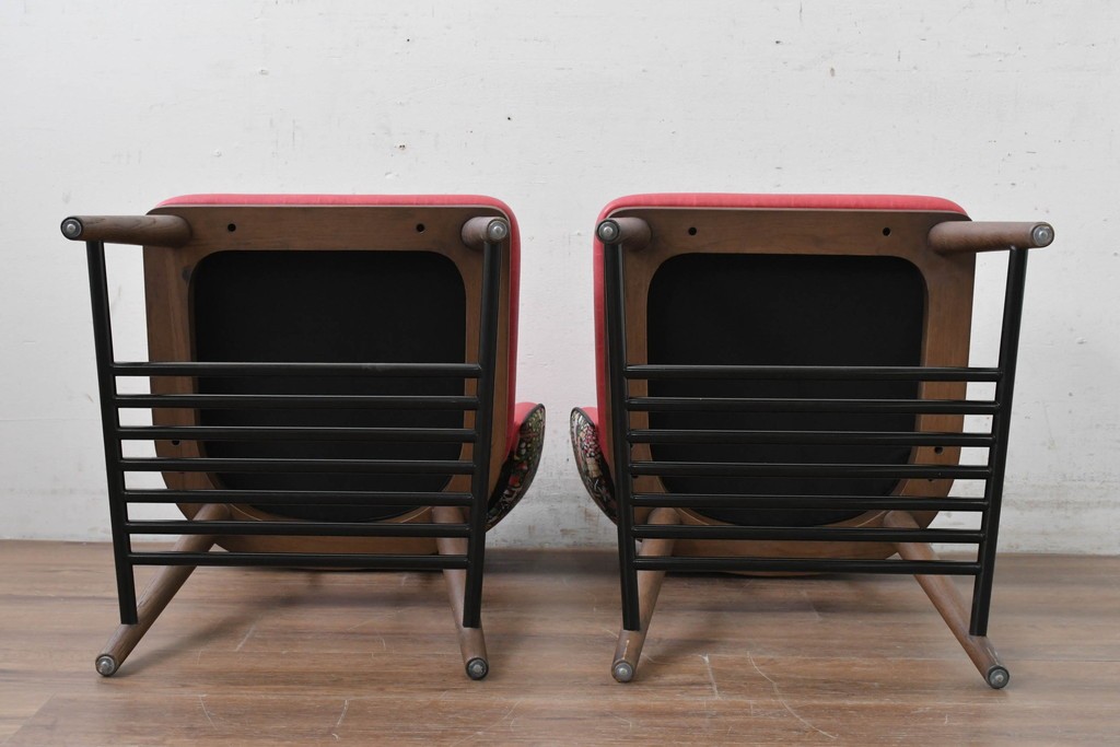 新古　展示品　超美品　特注品　棚付きダイニングチェア2脚セット　制作費2脚で約14万円　(R-088327)