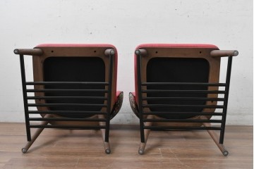 新古　展示品　超美品　特注品　棚付きダイニングチェア2脚セット　制作費2脚で約14万円　(R-088327)