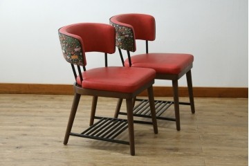新古　展示品　超美品　特注品　棚付きダイニングチェア2脚セット　制作費2脚で約14万円　(R-088327)