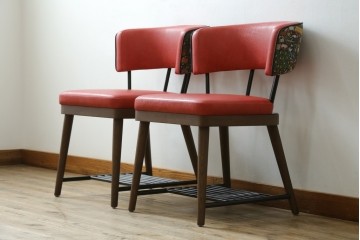 新古　展示品　超美品　特注品　棚付きダイニングチェア2脚セット　制作費2脚で約14万円　(R-088327)