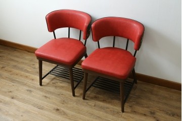 新古　展示品　超美品　特注品　棚付きダイニングチェア2脚セット　制作費2脚で約14万円　(R-088327)
