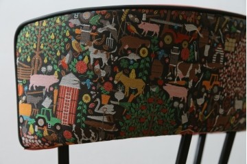 新古　展示品　超美品　特注品　棚付きダイニングチェア2脚セット　制作費2脚で約14万円　(R-088327)