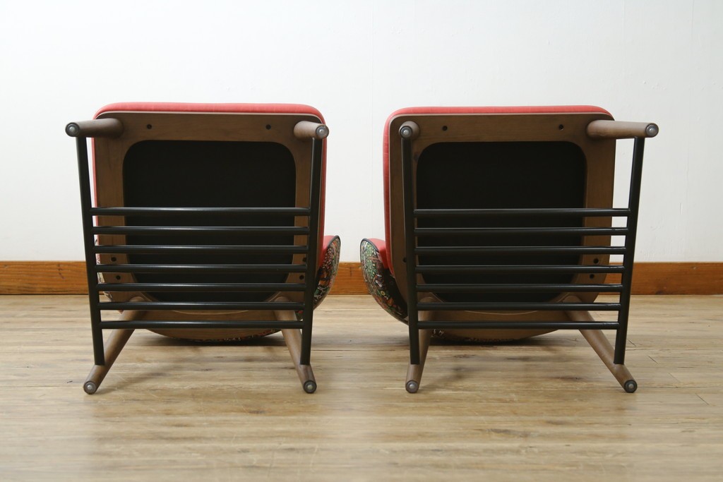 新古　展示品　超美品　特注品　棚付きダイニングチェア2脚セット　制作費2脚で約14万円　(R-088327)