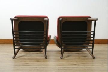 新古　展示品　超美品　特注品　棚付きダイニングチェア2脚セット　制作費2脚で約14万円　(R-088327)