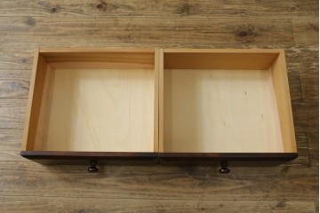 中古　和光　北斗民芸　深みのある木の色合いにガラス扉が美しく映えるブックケース　(R-088335)