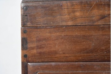 和製アンティーク　桑材　胴金具が上品なアクセントの裁縫箱　(R-088337)
