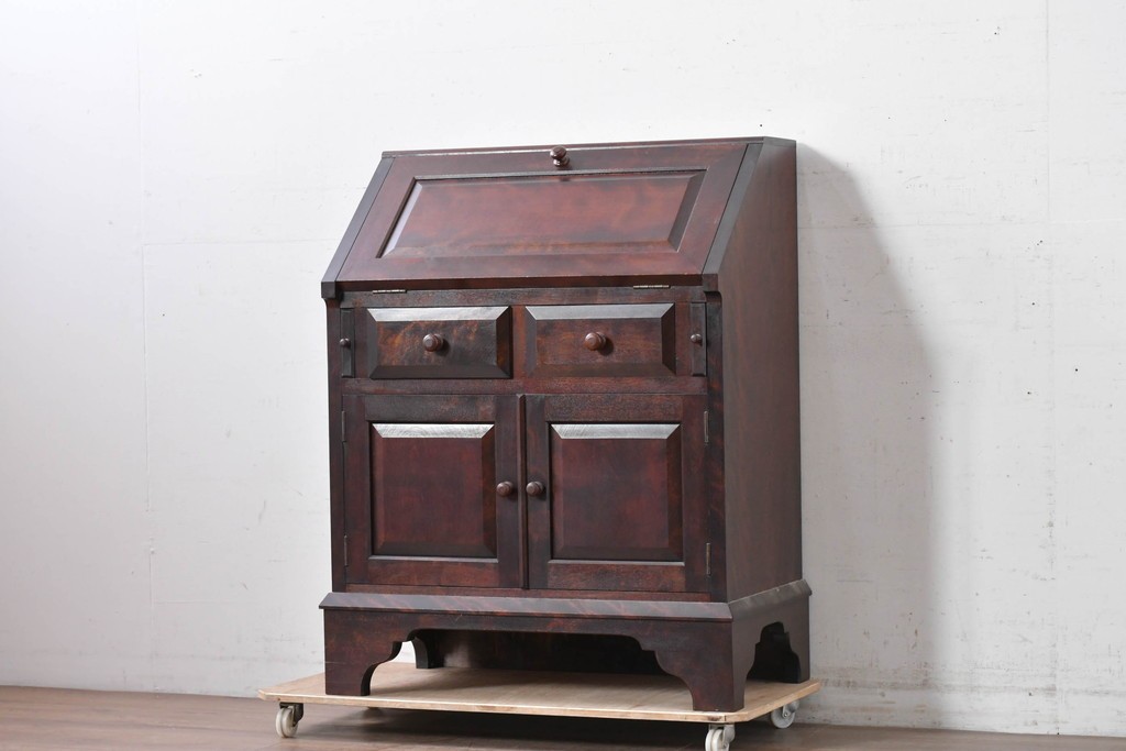 中古　松本民芸家具　#60型　落ち着いた木色と端正なデザインが魅力のライティングビューロー　定価約36万円　(R-088343)