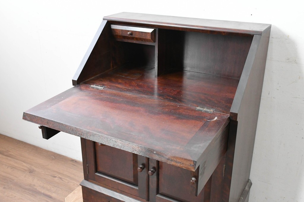 中古　松本民芸家具　#60型　落ち着いた木色と端正なデザインが魅力のライティングビューロー　定価約36万円　(R-088343)