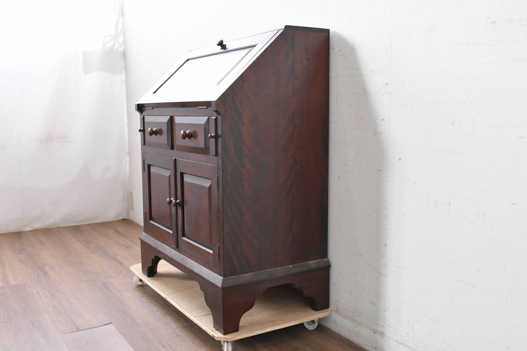 中古　松本民芸家具　#60型　落ち着いた木色と端正なデザインが魅力のライティングビューロー　定価約36万円　(R-088343)