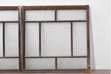 アンティーク建具　昭和初期から昭和中期　大正ロマンの雰囲気をまとった窓2枚セット　(R-088349)
