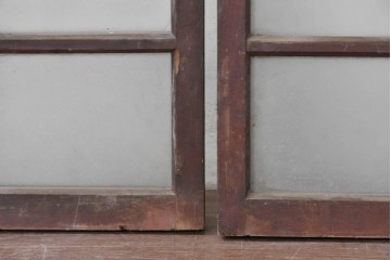 アンティーク建具　昭和初期から昭和中期　大正ロマンの雰囲気をまとった窓2枚セット　(R-088349)