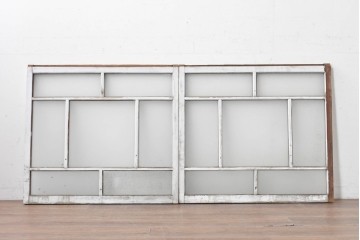 アンティーク建具　昭和初期　大正ロマンの雰囲気漂う窓2枚セット　(R-088350)