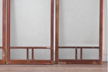 アンティーク建具　昭和初期　桟組みの意匠を取り入れたシンプルな窓4枚セット　(R-088351)