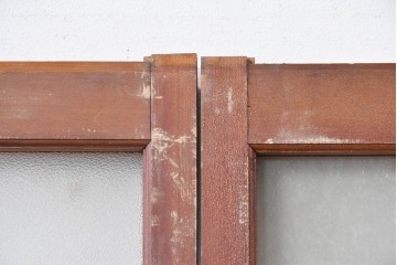 アンティーク建具　昭和初期　桟組みの意匠を取り入れたシンプルな窓4枚セット　(R-088351)