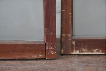 アンティーク建具　昭和初期　桟組みの意匠を取り入れたシンプルな窓4枚セット　(R-088351)