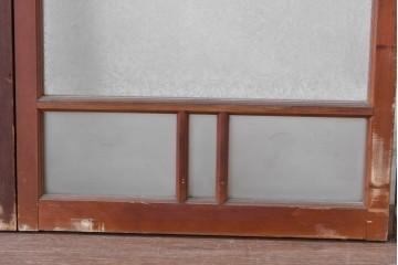 アンティーク建具　昭和初期　桟組みの意匠を取り入れたシンプルな窓4枚セット　(R-088351)