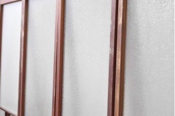 アンティーク建具　昭和初期　桟組みの意匠を取り入れたシンプルな窓4枚セット　(R-088351)