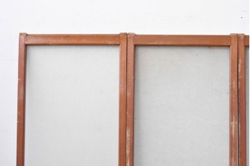 アンティーク建具　昭和初期　桟組みの意匠を取り入れたシンプルな窓4枚セット　(R-088351)