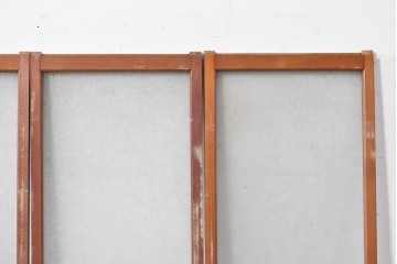アンティーク建具　昭和初期　桟組みの意匠を取り入れたシンプルな窓4枚セット　(R-088351)