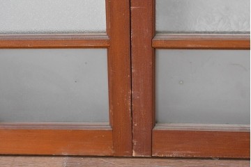 アンティーク建具　昭和初期　桟組みの意匠を取り入れたシンプルな窓4枚セット　(R-088351)