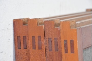 アンティーク建具　昭和初期　桟組みの意匠を取り入れたシンプルな窓4枚セット　(R-088351)