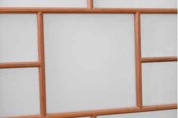 ヴィンテージ建具　昭和中期　大正ロマン　すっきりとしたデザインの窓2枚セット　(R-088352)