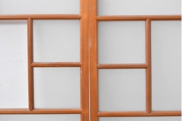 ヴィンテージ建具　昭和中期　大正ロマン　すっきりとしたデザインの窓2枚セット　(R-088352)