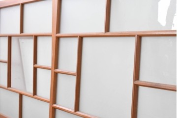 ヴィンテージ建具　昭和中期　大正ロマン　すっきりとしたデザインの窓2枚セット　(R-088352)