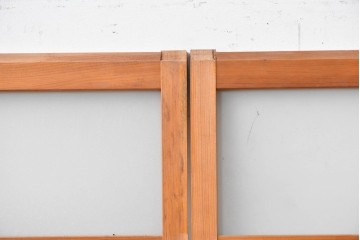 ヴィンテージ建具　昭和中期　大正ロマン　すっきりとしたデザインの窓2枚セット　(R-088352)