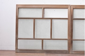 アンティーク建具　昭和初期から昭和中期　上手物!　大正ロマン　趣あるデザインガラス入りの窓2枚セット　(R-088360)