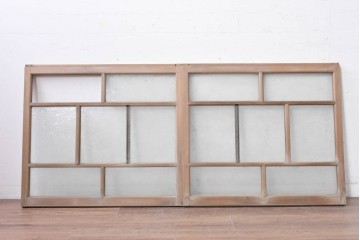 アンティーク建具　昭和初期から昭和中期　上手物!　大正ロマン　趣あるデザインガラス入りの窓2枚セット　(R-088360)