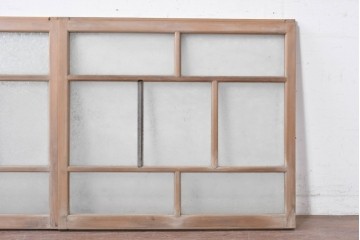 アンティーク建具　昭和初期から昭和中期　上手物!　大正ロマン　趣あるデザインガラス入りの窓2枚セット　(R-088360)