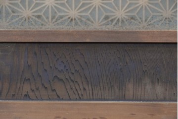 アンティーク建具　昭和初期　麻の葉文様の組子細工が美しい両面ガラス入り小窓4枚セット　(R-088365)