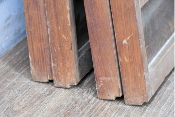 アンティーク建具　昭和初期　麻の葉文様の組子細工が美しい両面ガラス入り小窓4枚セット　(R-088365)