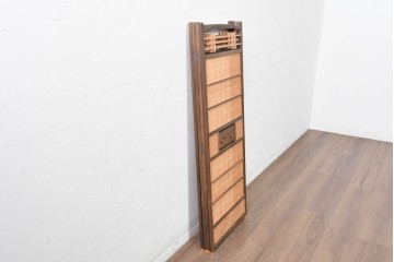 和製ヴィンテージ　美品　格子と透かし彫りが目を引く4連衝立て　(R-088368)