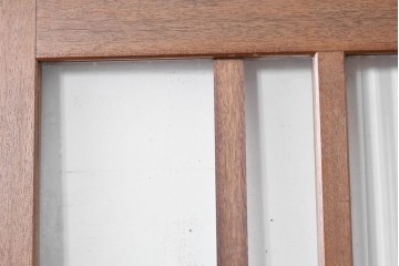 ヴィンテージ建具　1970年頃　ミッドセンチュリーデザイン　温かみのある木肌とモールガラスの組み合わせが素敵な親子ドア2枚(1対)セット　(R-088370)