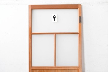 ヴィンテージ建具　昭和中期　温かみのある木肌とガラスを組み合わせたシンプルなガラスドア1枚　(R-088371)