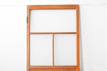 ヴィンテージ建具　昭和中期　温かみのある木肌とガラスを組み合わせたシンプルなガラスドア1枚　(R-088372)