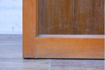 ヴィンテージ建具　昭和中期　温かみのある木肌とガラスを組み合わせたシンプルなガラスドア1枚　(R-088372)