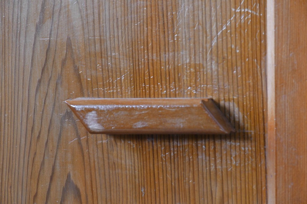 ヴィンテージ建具　昭和中期　温かみのある木肌とガラスを組み合わせたシンプルなガラスドア1枚　(R-088372)