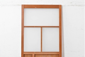 ヴィンテージ建具　昭和中期　温かみのある木肌とガラスを組み合わせたシンプルなガラスドア1枚　(R-088372)