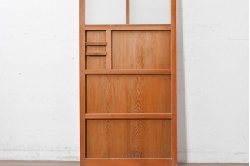 ヴィンテージ建具　昭和中期　温かみのある木肌とガラスを組み合わせたシンプルなガラスドア1枚　(R-088372)