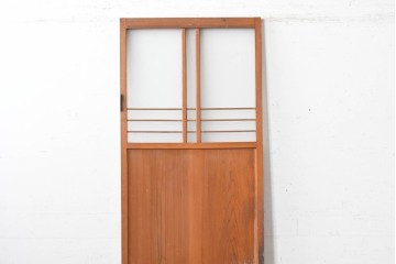 ヴィンテージ建具　昭和中期　横桟の意匠がアクセントのガラス入りドア1枚　(R-088373)