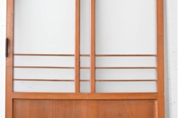 ヴィンテージ建具　昭和中期　横桟の意匠がアクセントのガラス入りドア1枚　(R-088373)