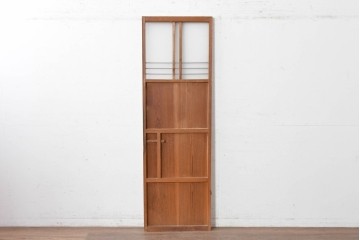ヴィンテージ建具　昭和中期　横桟の意匠がアクセントのガラス入りドア1枚　(R-088373)